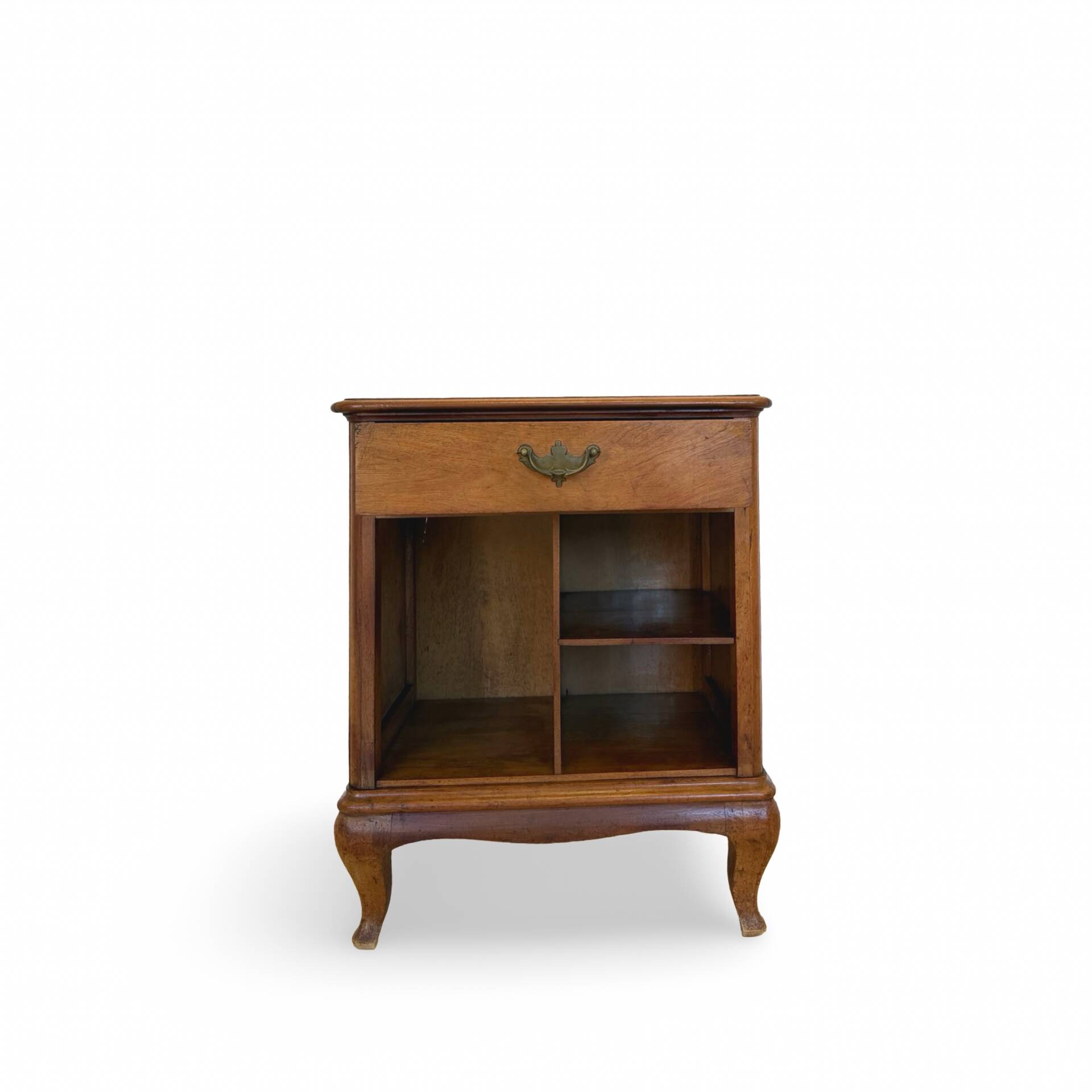 Antique Italian bedside table in solid walnut, 1920s/1930s
