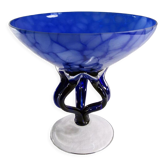 Blue glass cup on foot