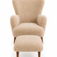 Vintage Wingback Chair & Footstool in sheepskin