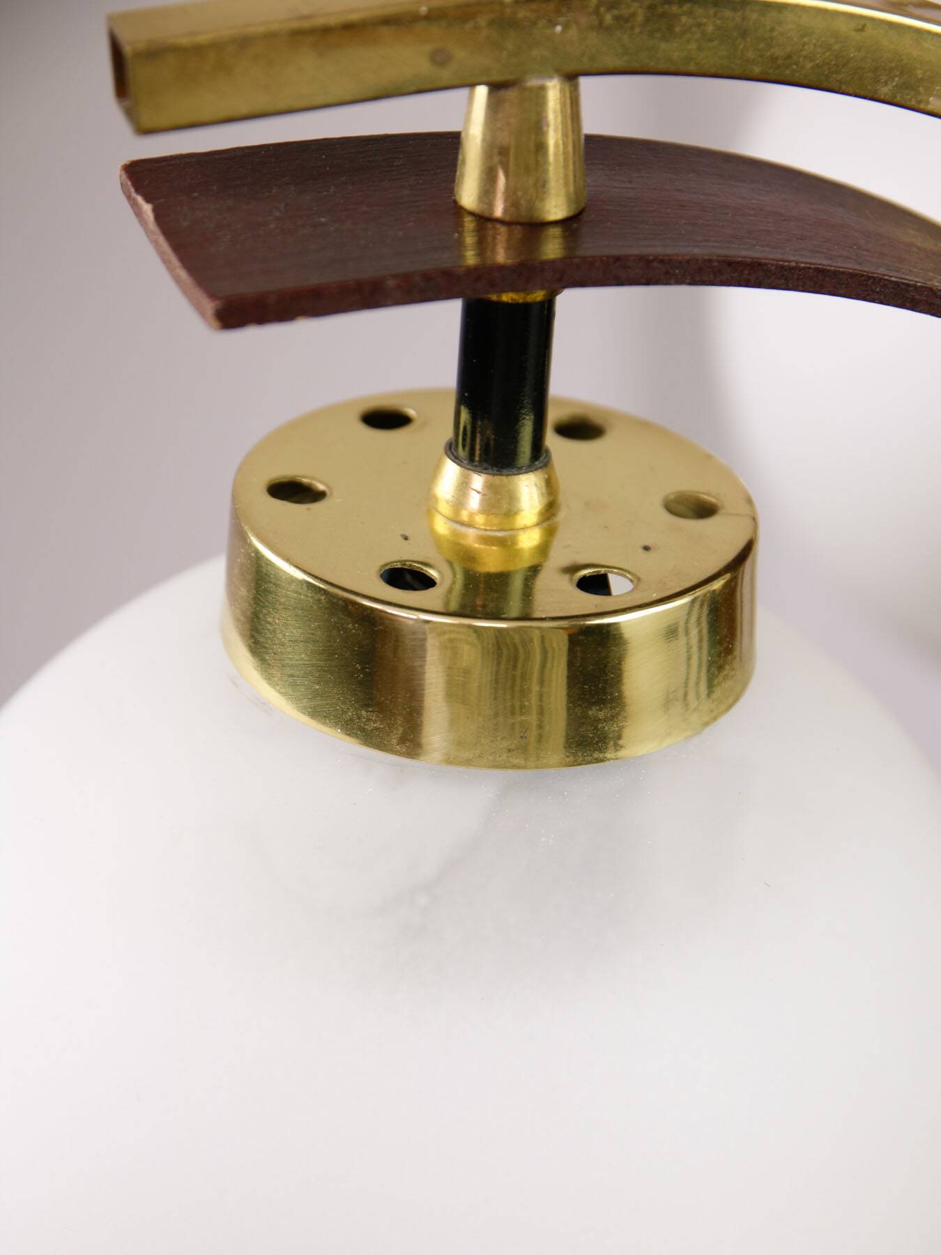Mid-Century Modern Italian Brass and Opaline Chandelier