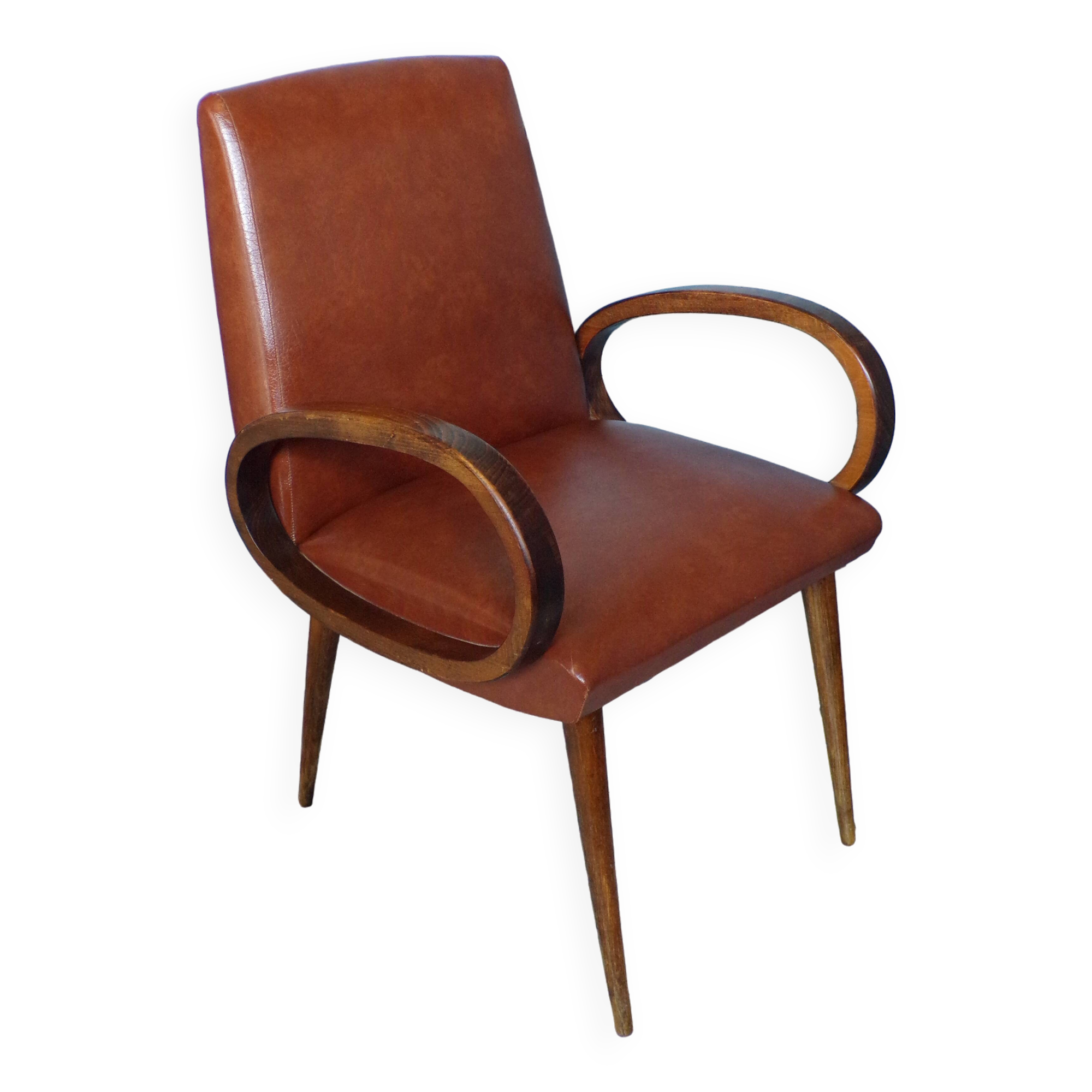 Brown skai bridge armchair
