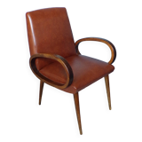 Brown skai bridge armchair