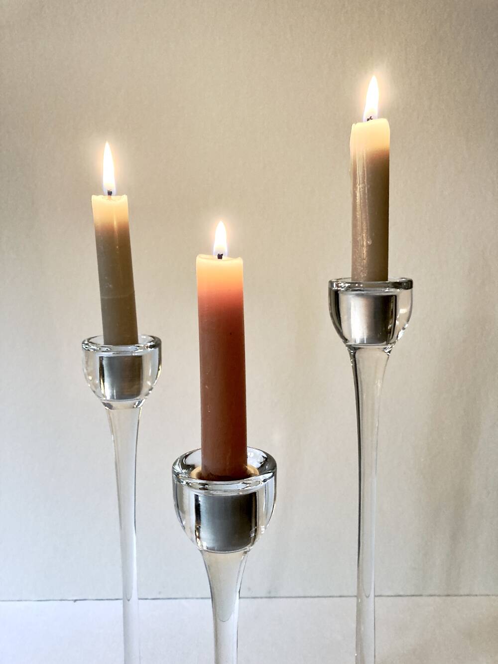 Set of three glass candle holders, Ikea, Blomster, 1999