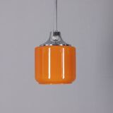 Vintage 1970s chandelier in metal and orange glass, italian design