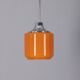 Vintage 1970s chandelier in metal and orange glass, italian design