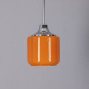 Vintage 1970s chandelier in metal and orange glass, italian design