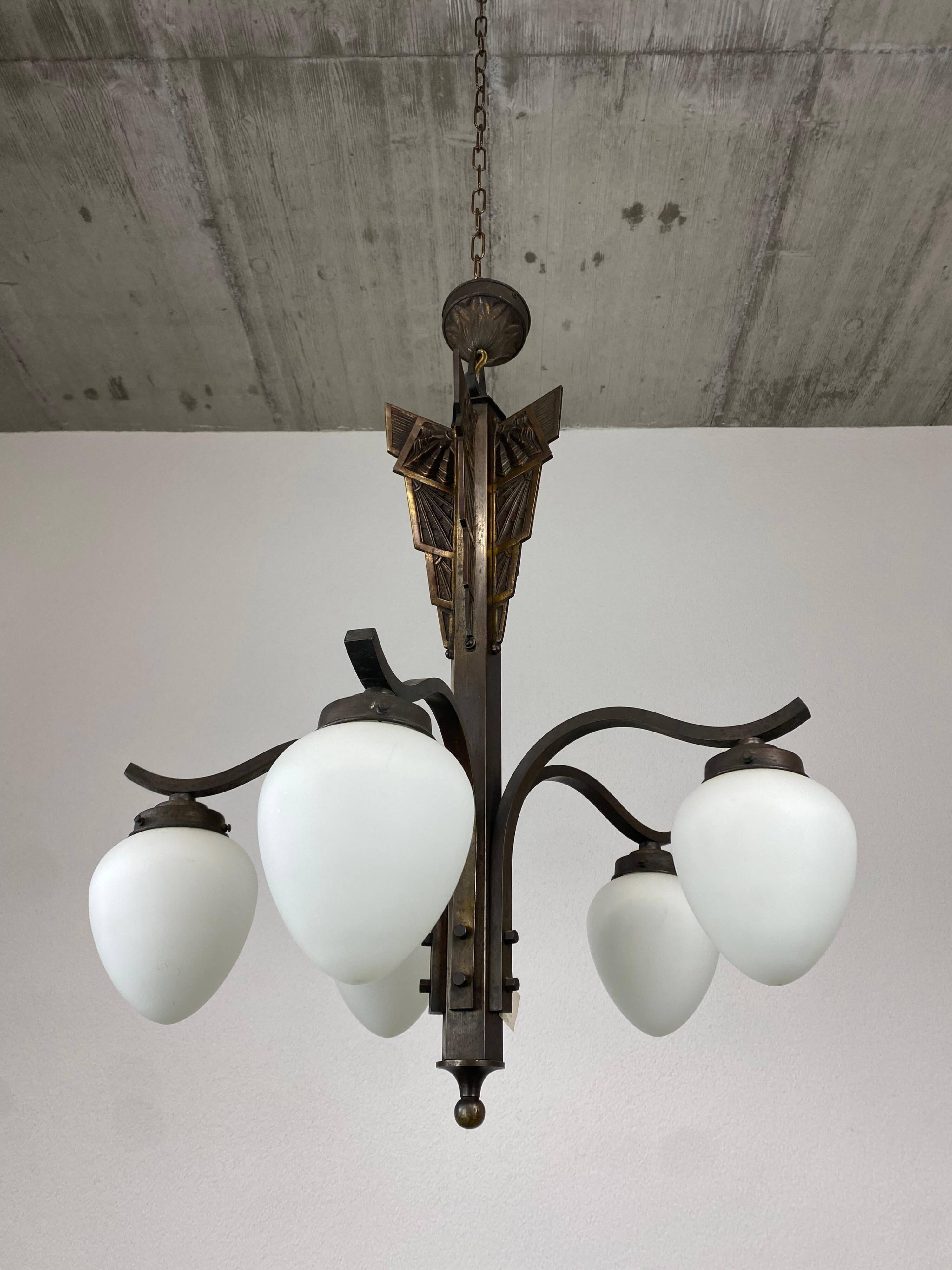 Art Deco bronze pendant lamp