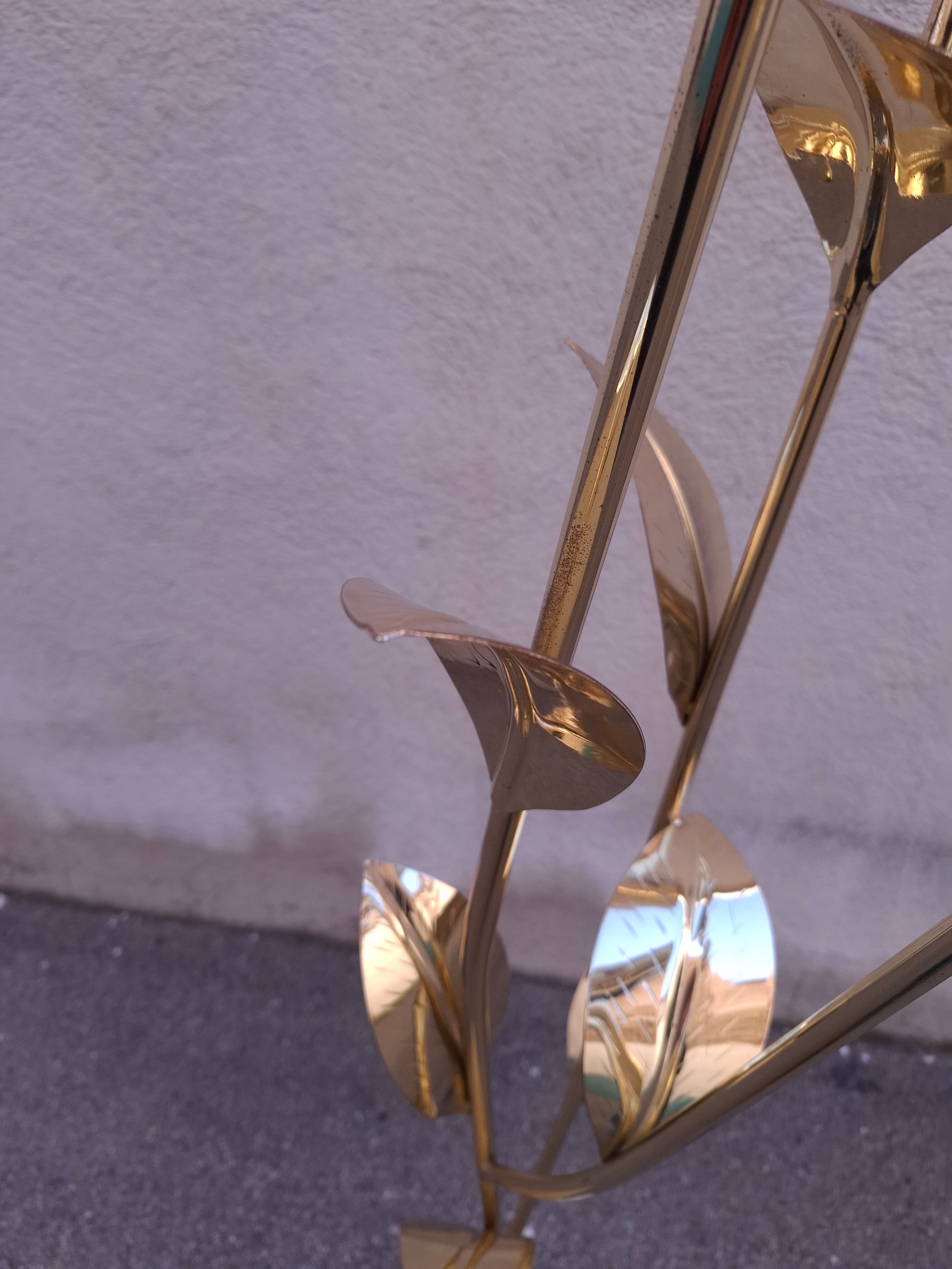Floral floor lamp in pearlescent Capiz, 1970s.