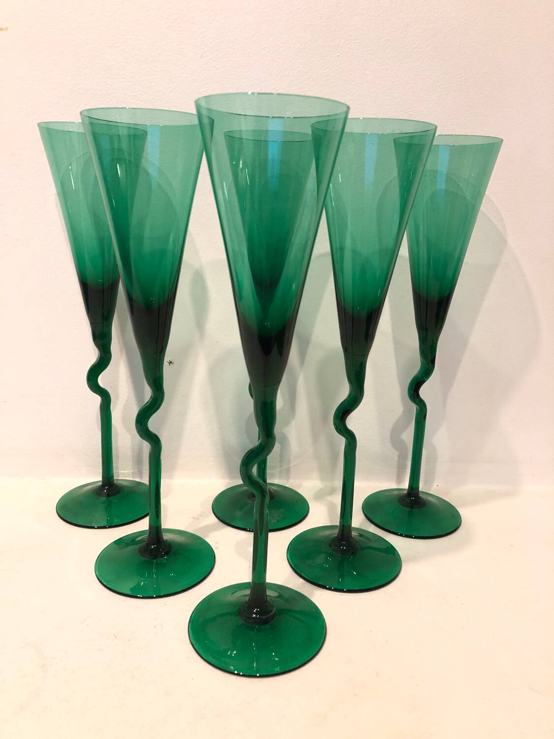 6 Memphis champagne flutes, 1980