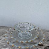 Trio of gold beaded glass dishes