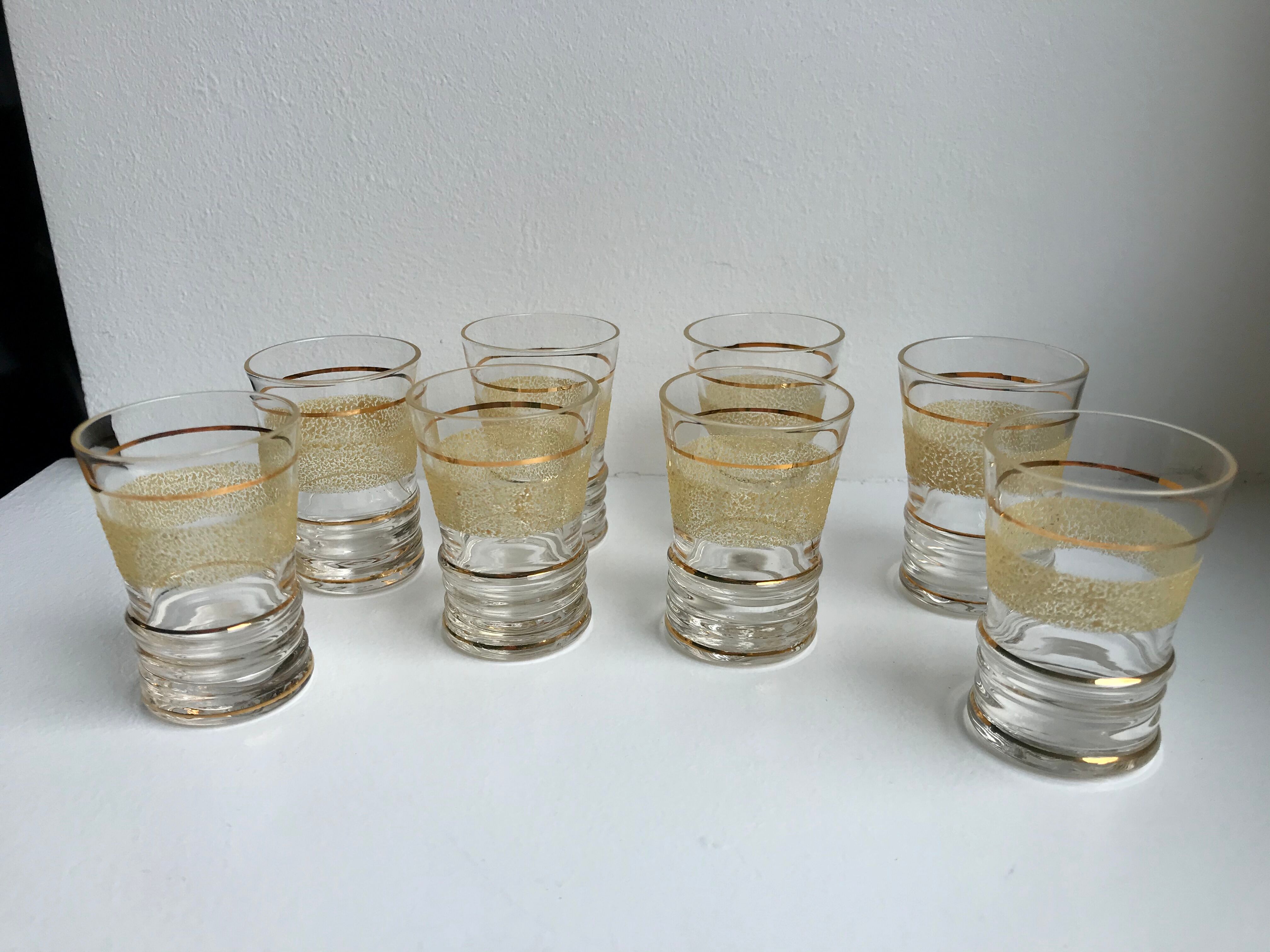 Service à liqueur granité jaune et doré années 50-60