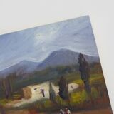 Huile sur bois de Riccardo Capone Village Italie Années 50 60