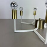 Large brass italian cubic sputnik ceiling light flush mount, italy, 1960s