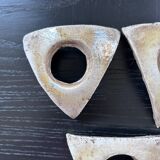 Set of 3 egg cups signed in raku