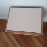 Table de chevet vintage rose marqueterie chêne