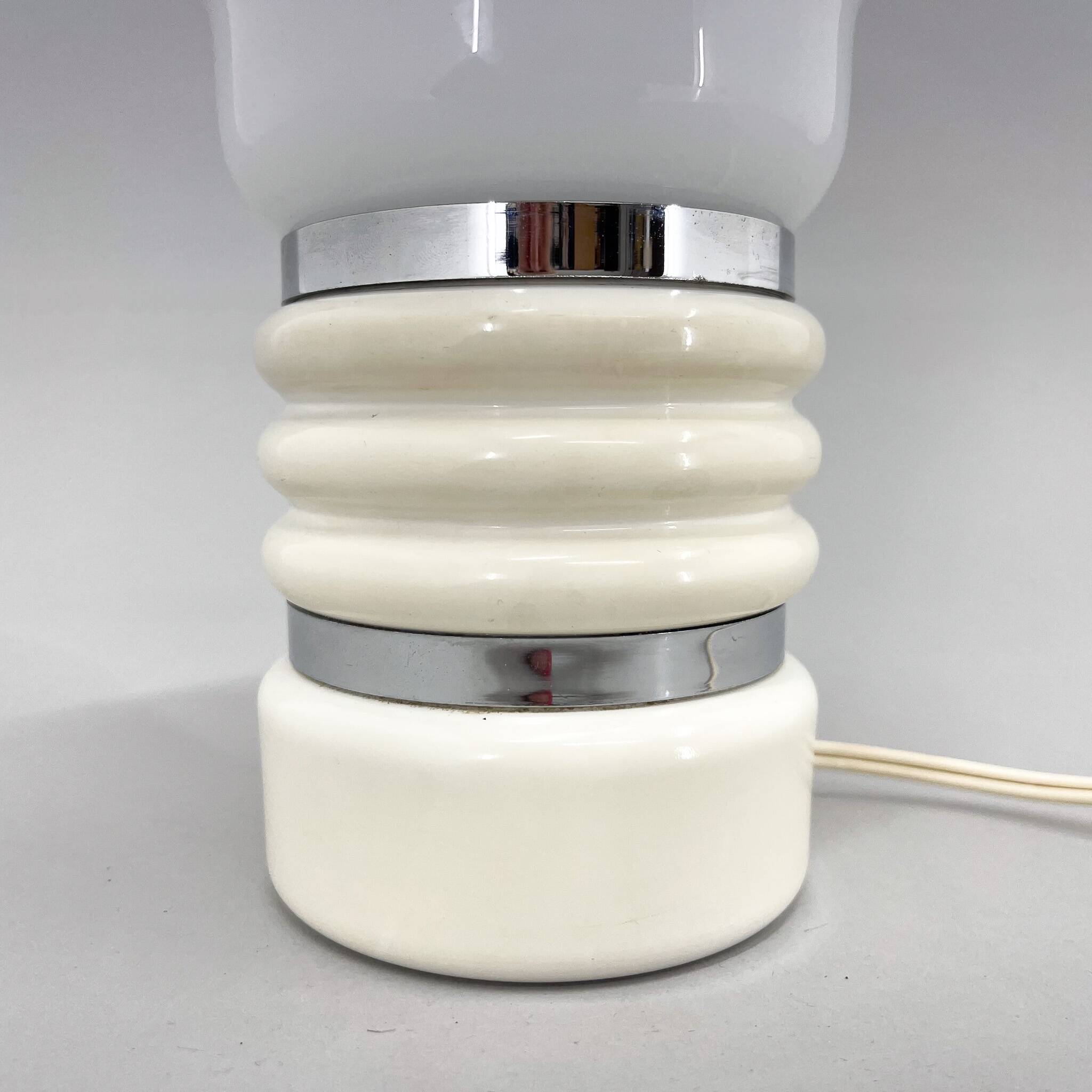 Mid-century Metal & Milk Glass Table Lamp, Italy