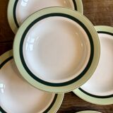 Set of 7 antique deep plates Salins - green Texas -