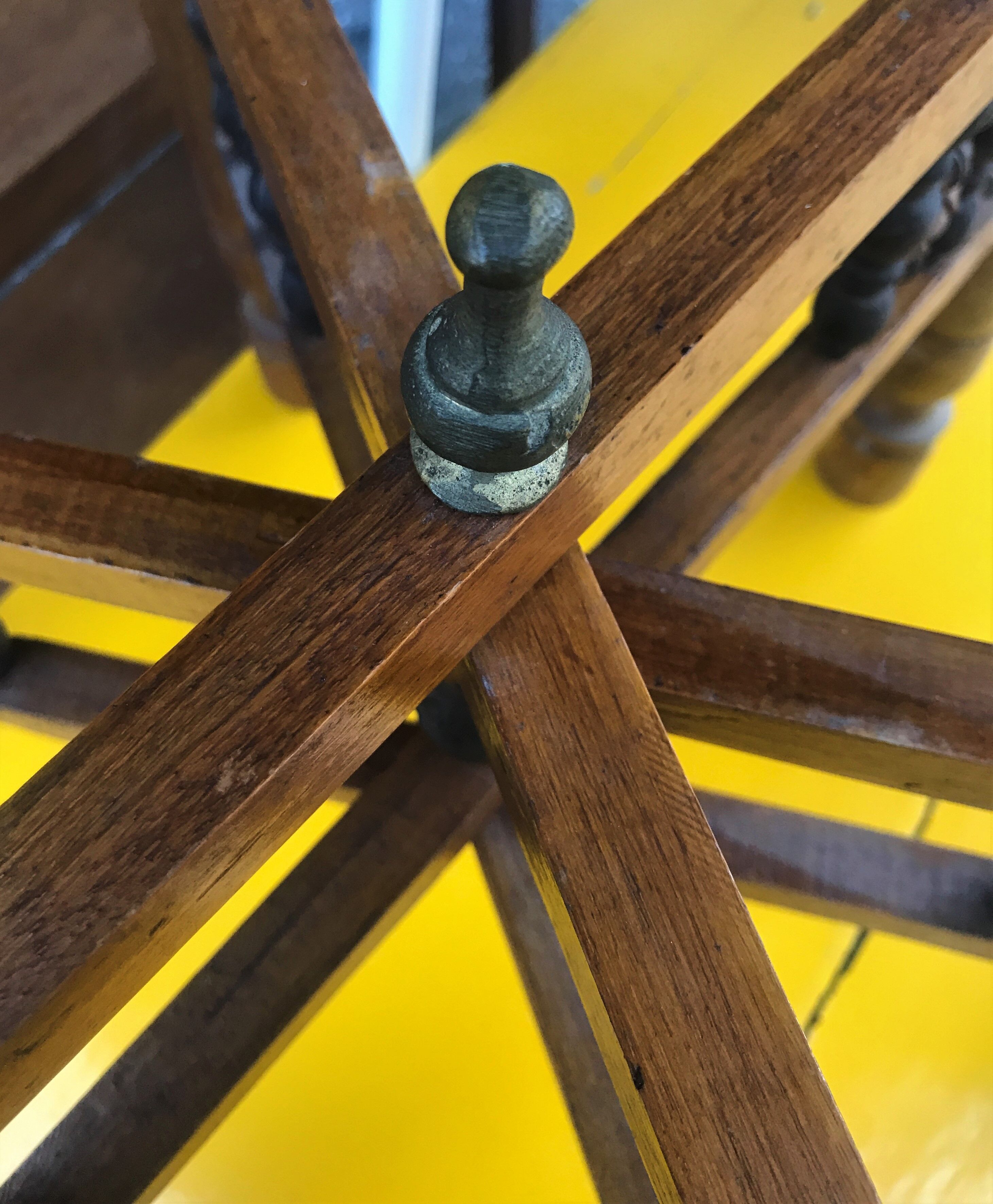 Moroccan copper table on wooden base