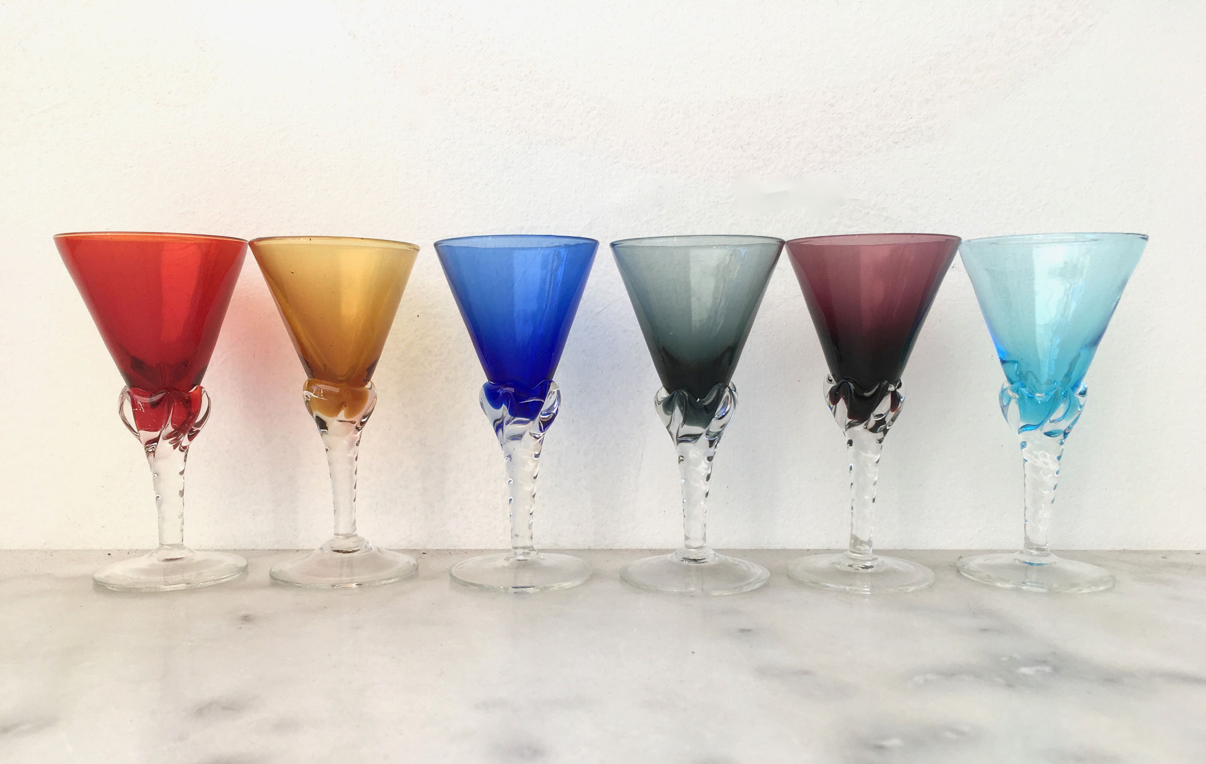 Set of 6 colored alcohol glasses