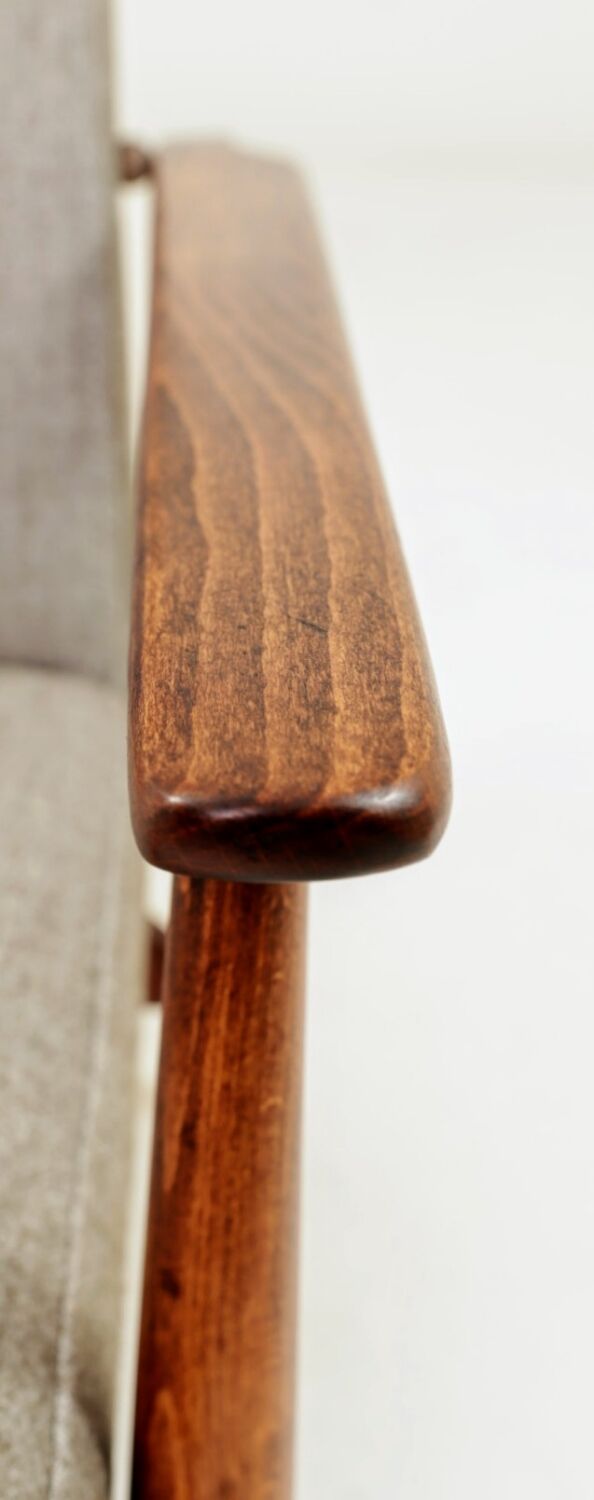 Beige mixed vintage armchair from the 1970s.