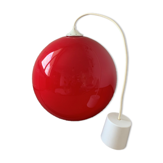Hanging lamp year 70 in red opaline