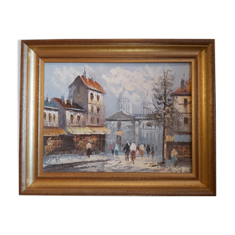 Oil on canvas Paris Montmartre by Billings