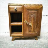 Art deco wood and marble bedside table