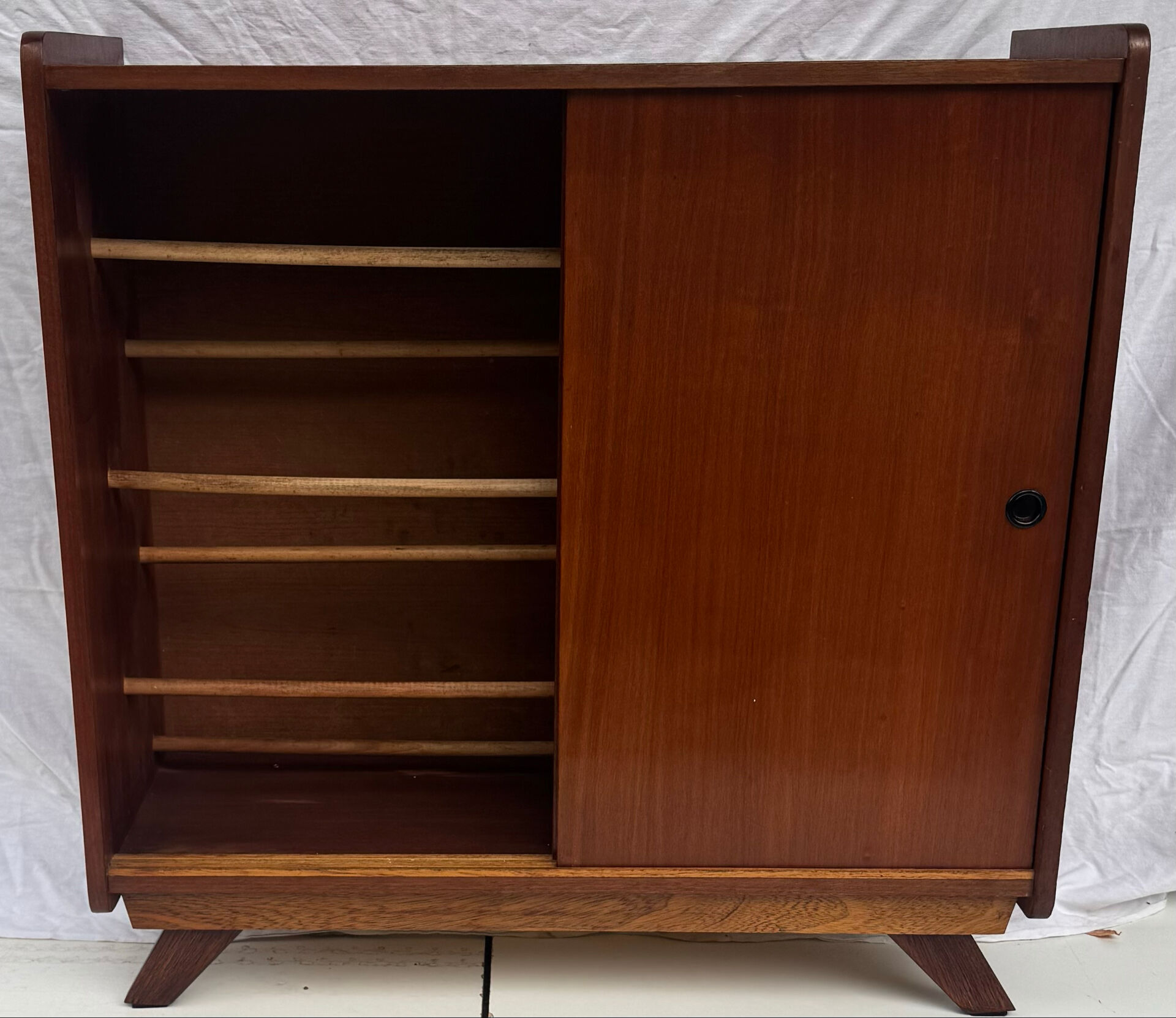 Vintage shoe cabinet with tapered legs
