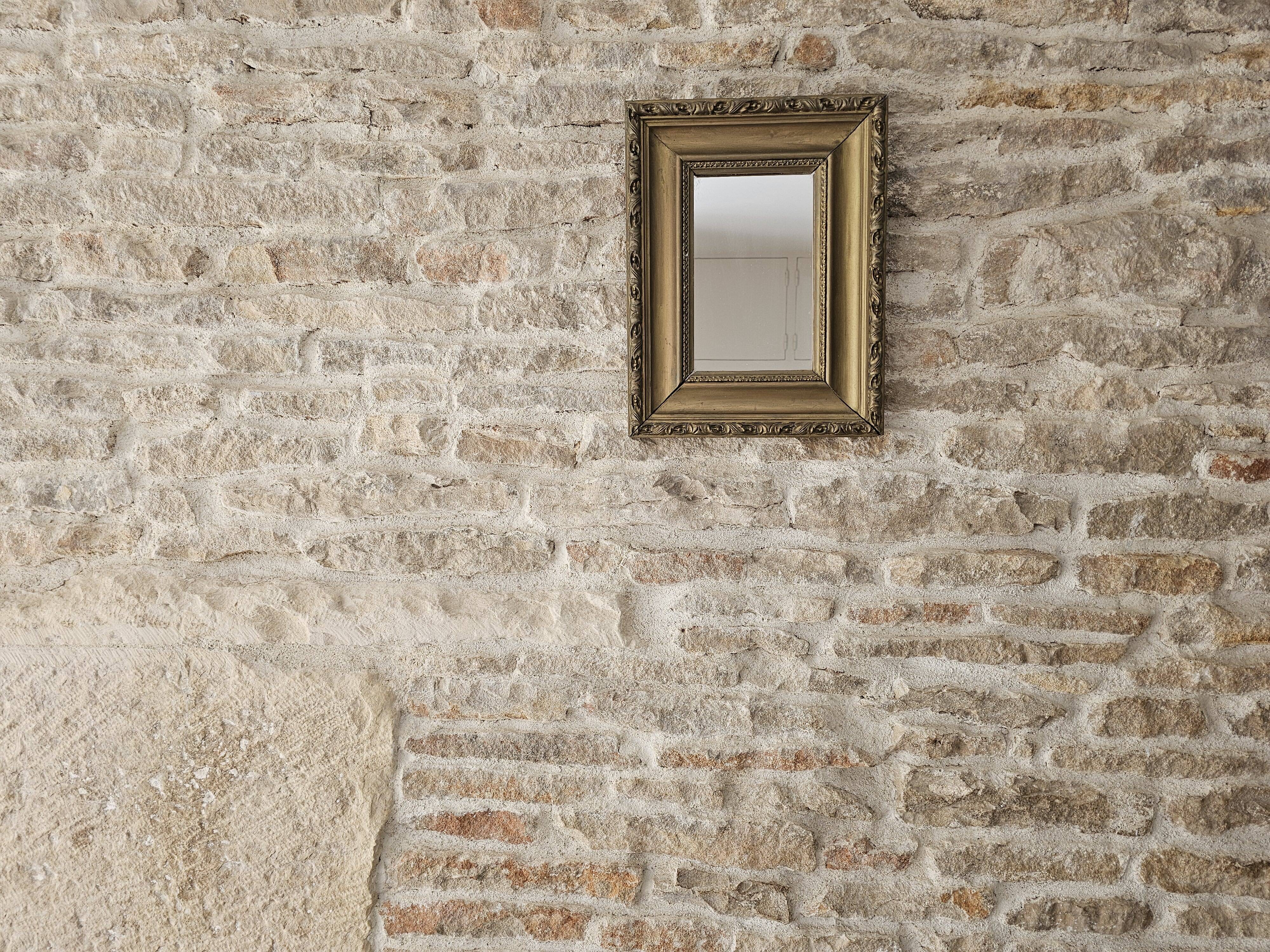 Antique Rectangular Mirror with a gilded wooden frame 35cm x 27cm