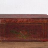Antique red chest with floral patterns (c.1900) #9