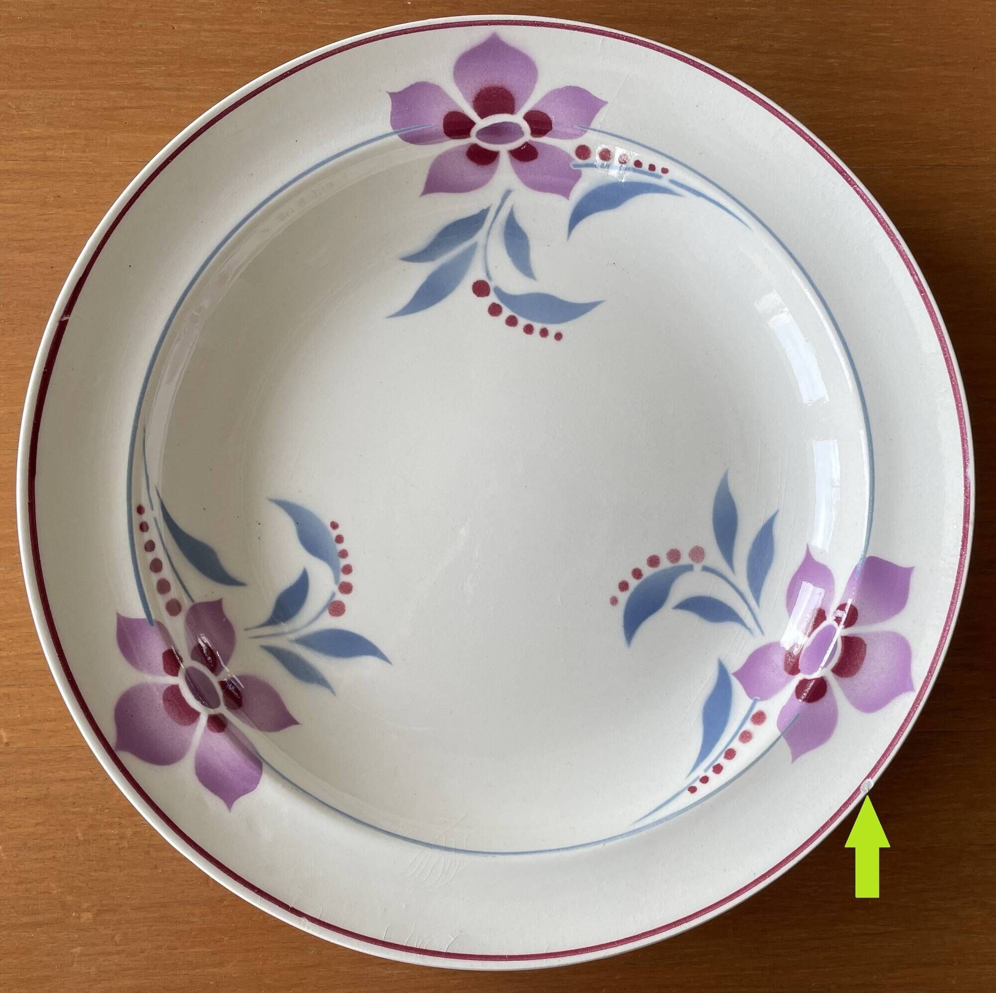 6 antique semi-deep plates in Saint-Amand earthenware (Nord)
