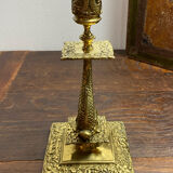 Bronze fish candlestick, late 19th century