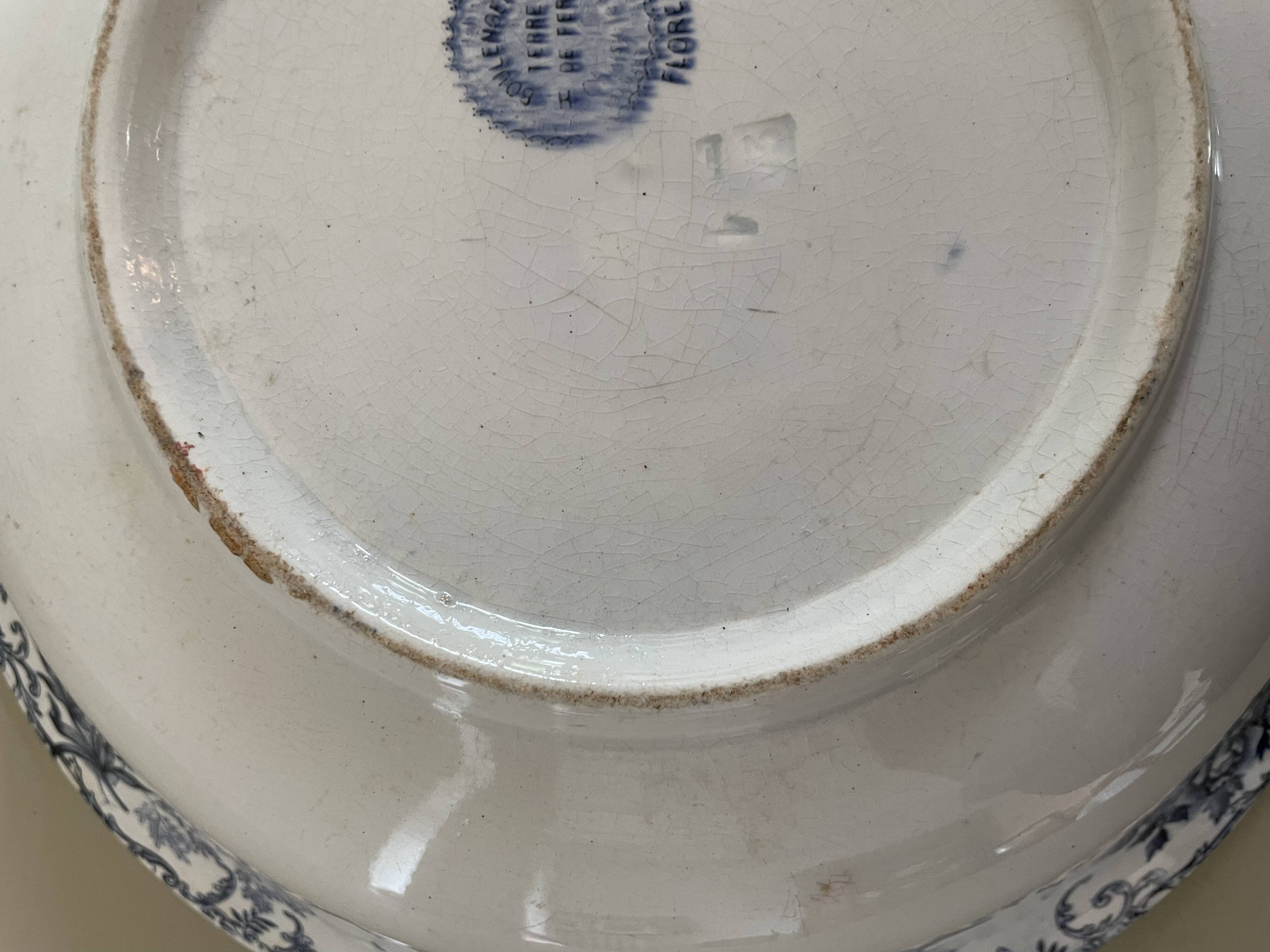 Boulenger blue ironstone salad bowl with Floréal pattern