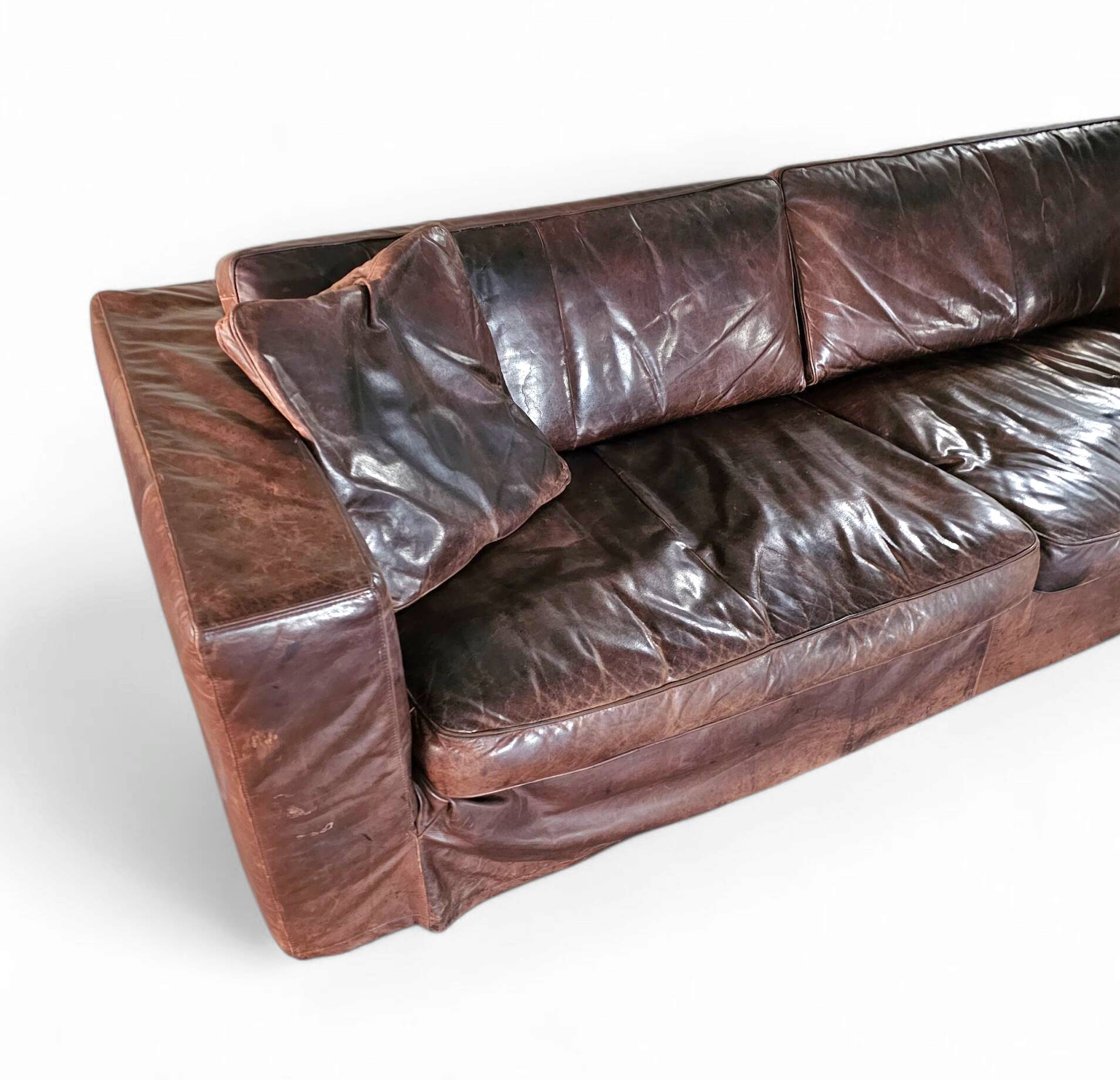 Massive / loose cover / brown leather / lounge sofa / 1970s/