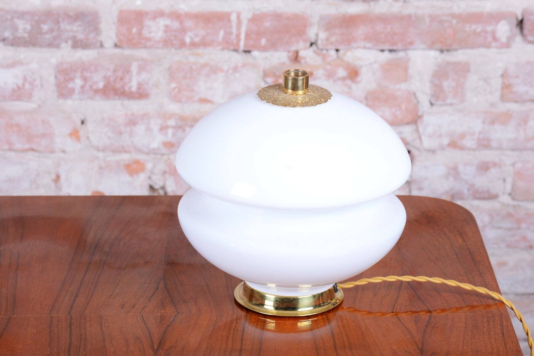 Mid-Century Table Lamp in Brass and Glass, Czech, 1960s