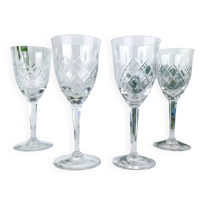 4 verres à eau en cristal - lorraine
