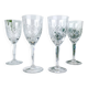 4 vintage cut crystal water glasses – Lorraine Lemberg Glassworks with original label (1950s–1970s)