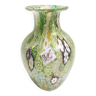 Vase postmoderne en verre de Murano vert Millefiori avec murrines et feuille d'or, Italie