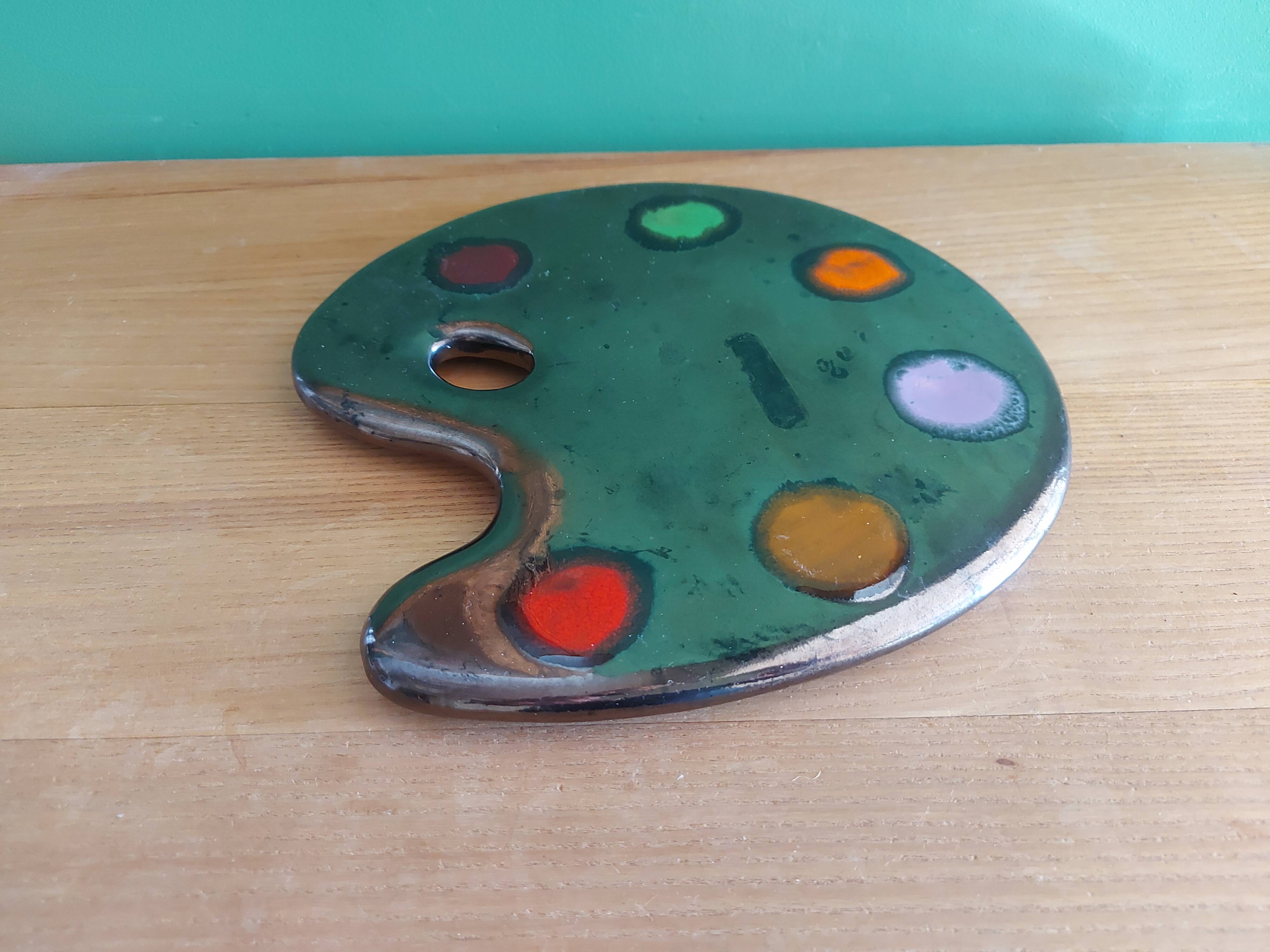 Dessous de plat en céramique vintage en forme de palette de peinture