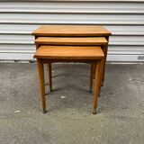 3 wooden nesting tables, 50s-60s