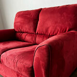 Vintage Red Velour Sofa, Ikea 1990s