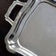Vintage rectangular tray in shiny silver metal - Bistro style
