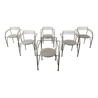 6 chaises de salle à manger italiennes avec accoudoirs, 1980