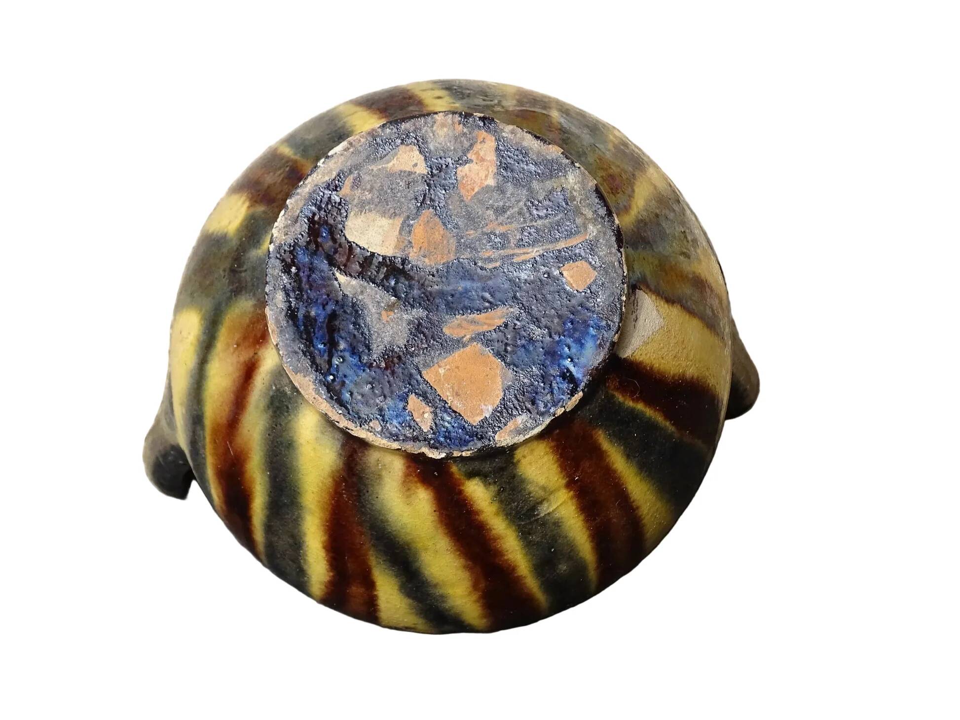 Pichet à eau ou orjol français ancien à glaçure rayée