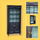 Armoire parisienne vitrée noire et vert grisé 150cm