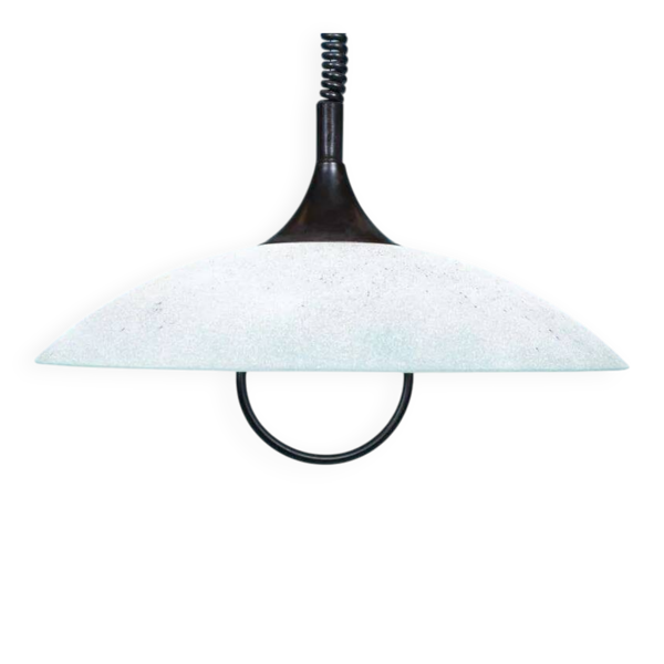 Suspension Memphis années 80 en verre, lampe vintage à tirette
