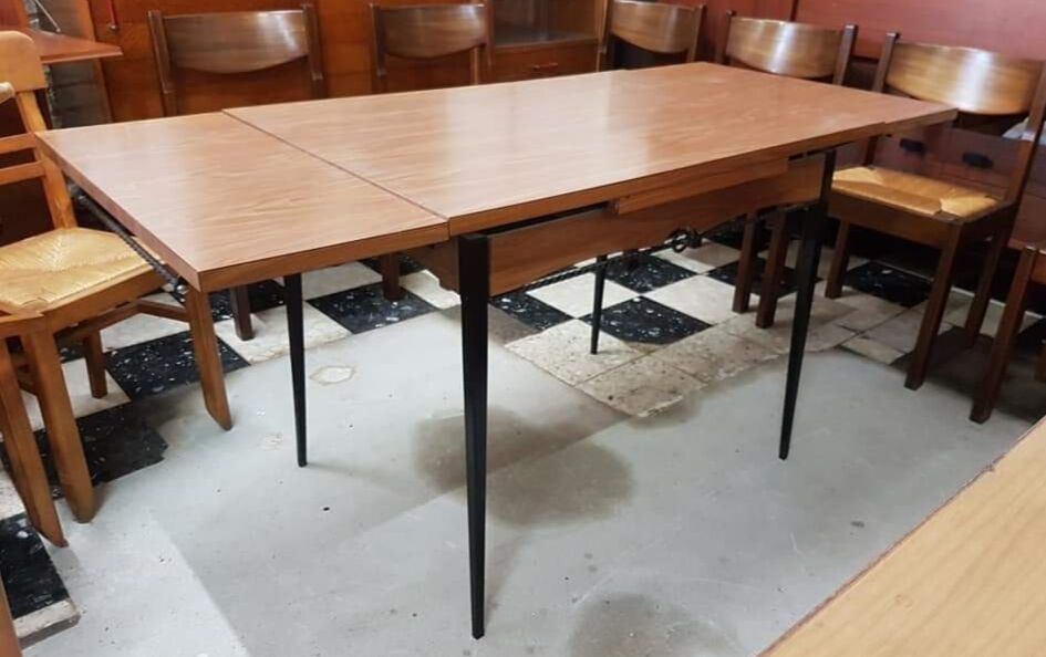 Vintage table formica feet metal extension cords
