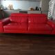 XXL Set Red Leather House - sofa, armchair and 2 poufs