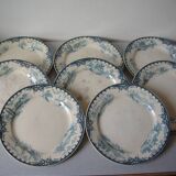 Lot de 8 anciennes grandes assiettes Dépôt E. Bourgeois Paris en faïence 23 cm