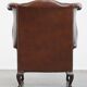 Chesterfield wing chair in dark brown English cowhide